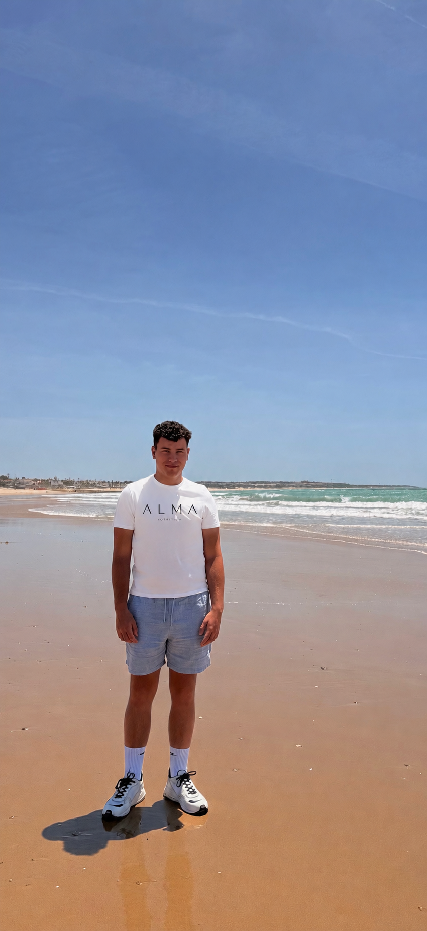 Alma Nutrition founder on the beach in southern Spain